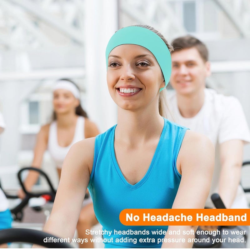 RITOPER Workout Headbands for Women, 3.9 Inch Wide Thick Stretchy Sports Sweatbands, Non Slip No Headache Buttery Soft Head Bands for Yoga, Running, Cycling, Fitness, Daily Use (Solid) - Image 5